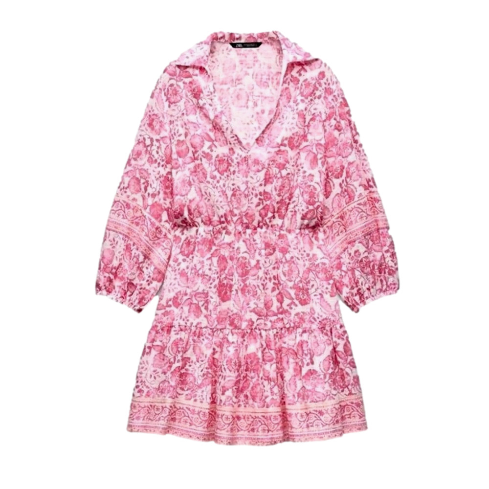 Zara pink floral boho dress